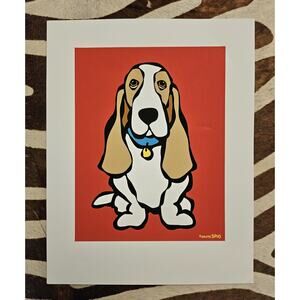 Mark Tetro Basset Hound On Red 11x14in